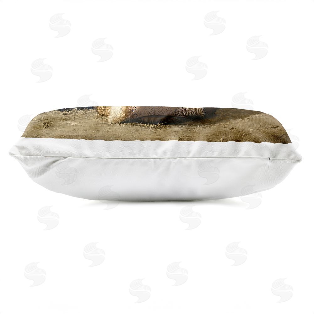 The Wands Want Sleeping Highland Cow & Hoof Outdoor Quick-Dry Polyester Lumbar Pillow Zipper Detail