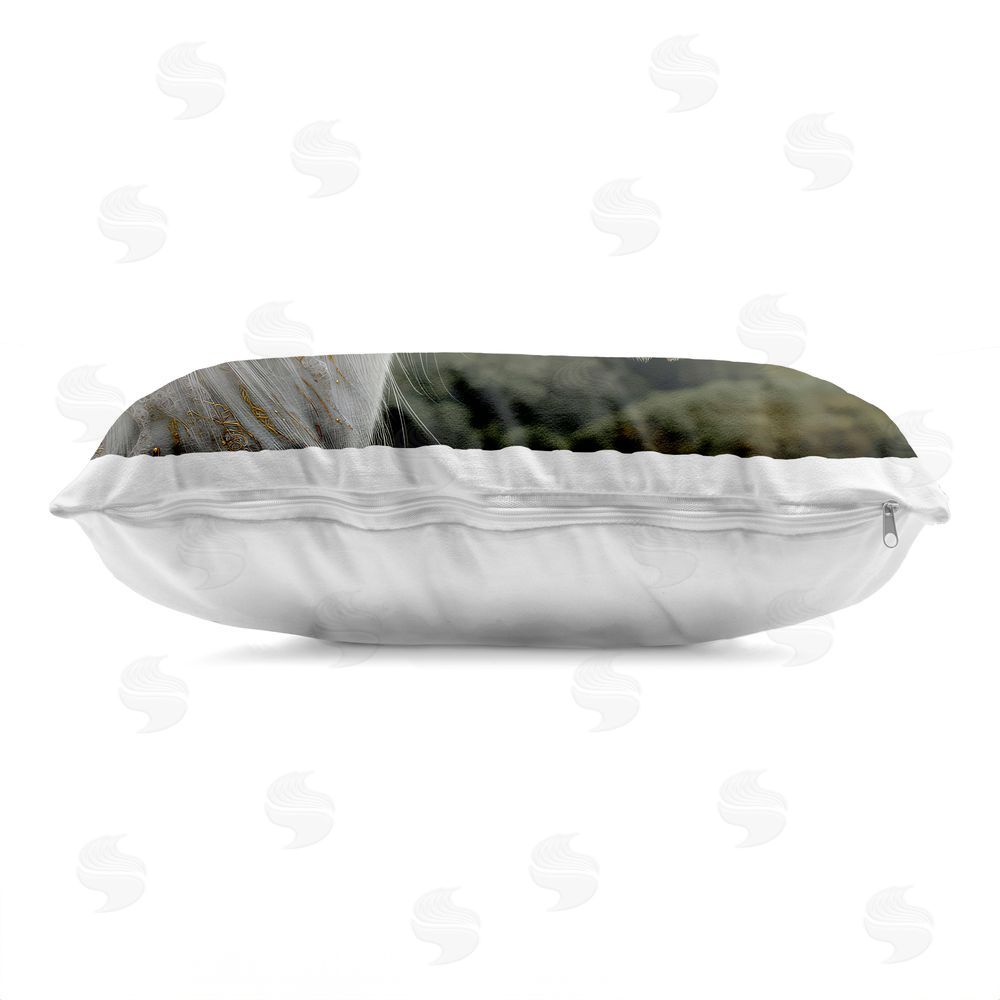 The Wands Want Ornate Celtic Unicorn Indoor Plush Polyester Lumbar Pillow Zipper Detail
