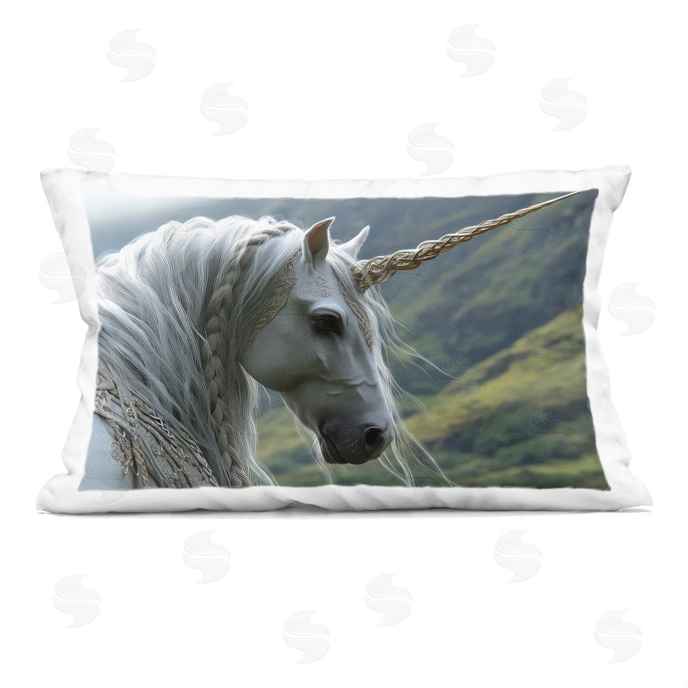 The Wands Want Celtic Unicorn Braided Mane Indoor Plush Polyester Lumbar Pillow