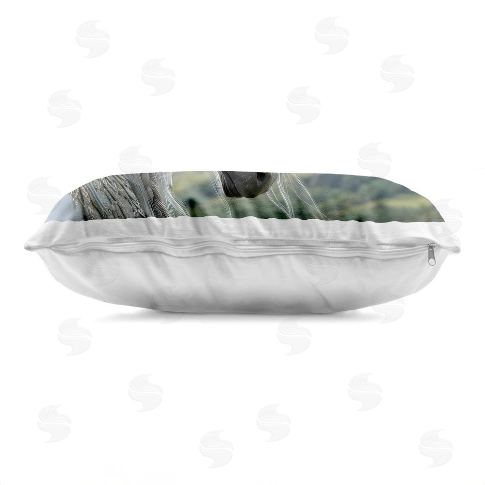 The Wands Want Celtic Unicorn Braided Mane Indoor Plush Polyester Lumbar Pillow Zipper Detail