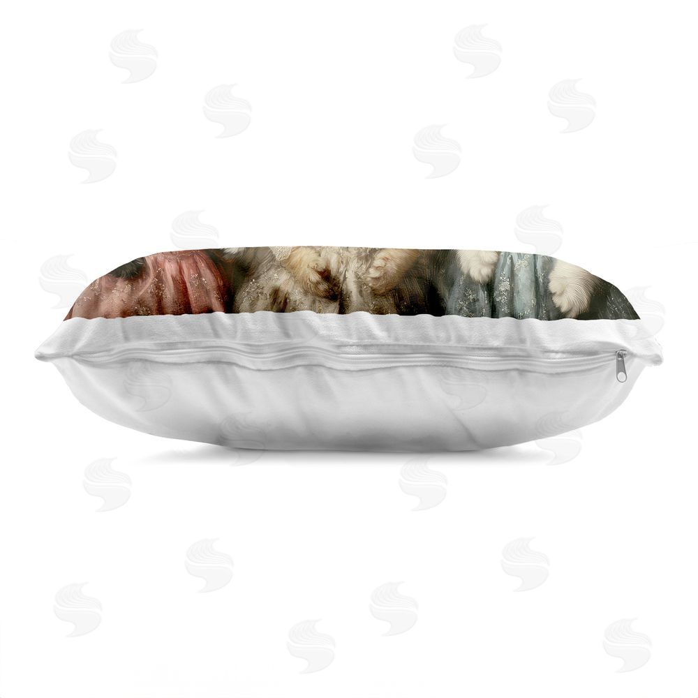 The Wands Want Vintage Dress Cats Indoor Plush Polyester Lumbar Pillow Zipper Detail