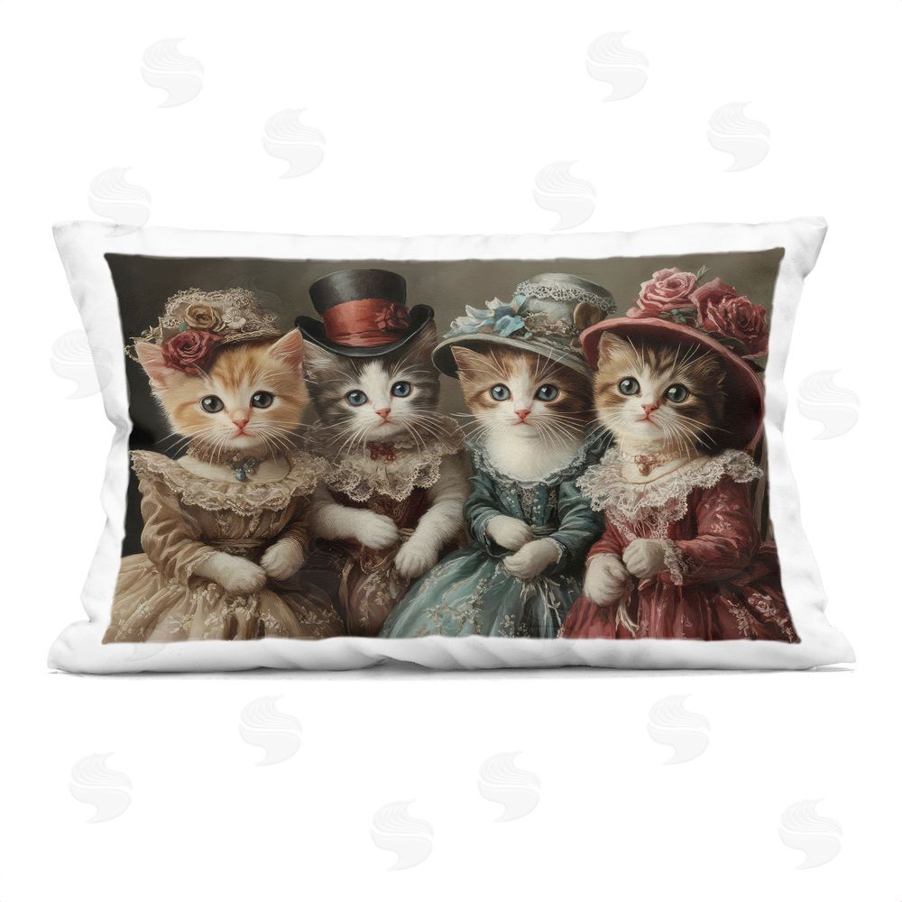 The Wands Want Vintage Dress Kittens Indoor Plush Polyester Lumbar Pillow