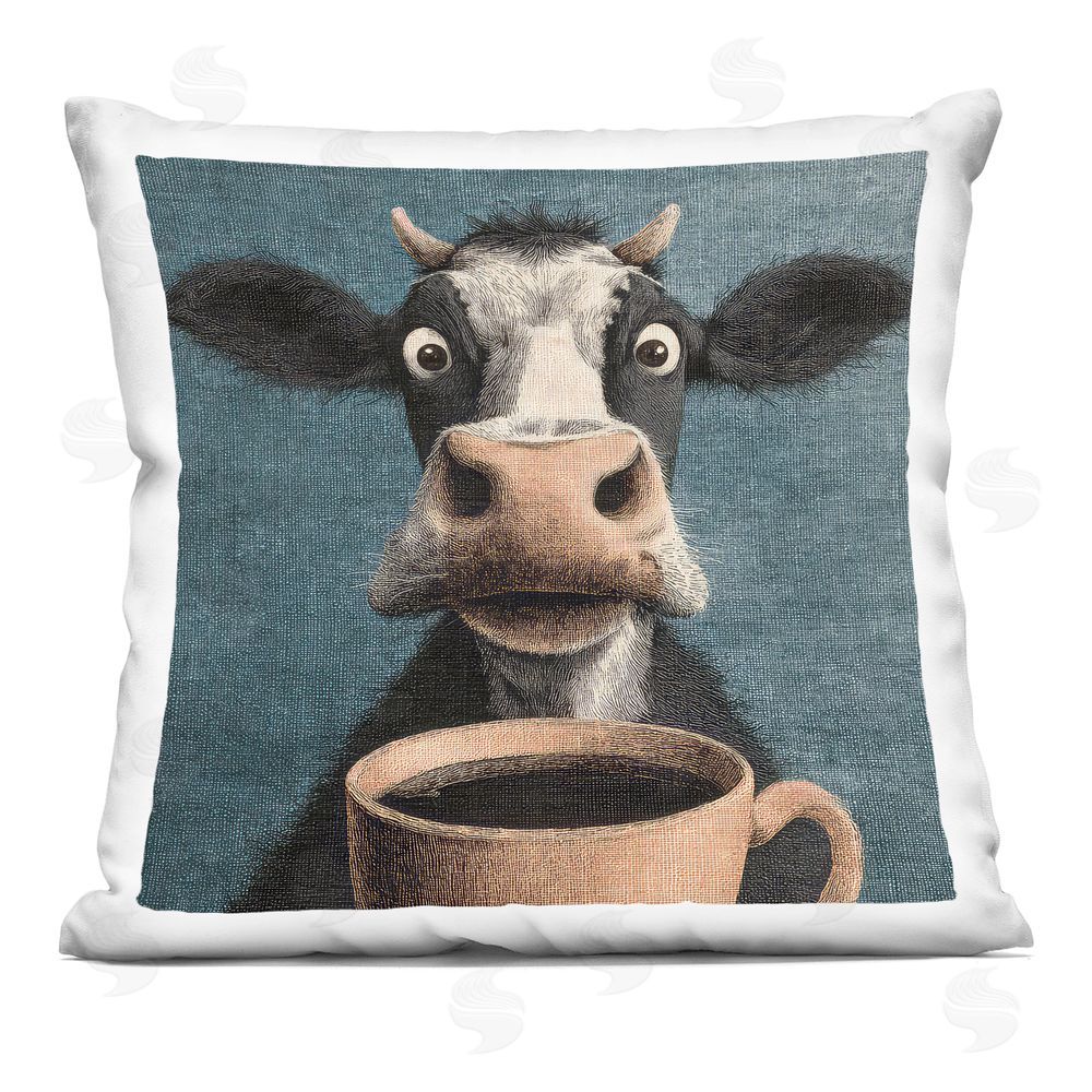 The Wands Want Grumpy Cow & Coffee Indoor Plush Polyester Square Throw Pillow