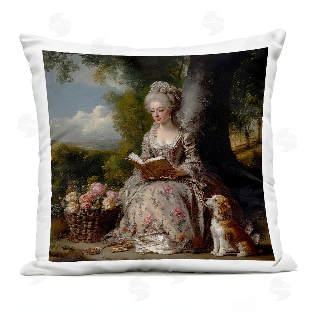 The Wands Want Rococo Lady with Dog Outdoor Quick-Dry Polyester Square Throw Pillow