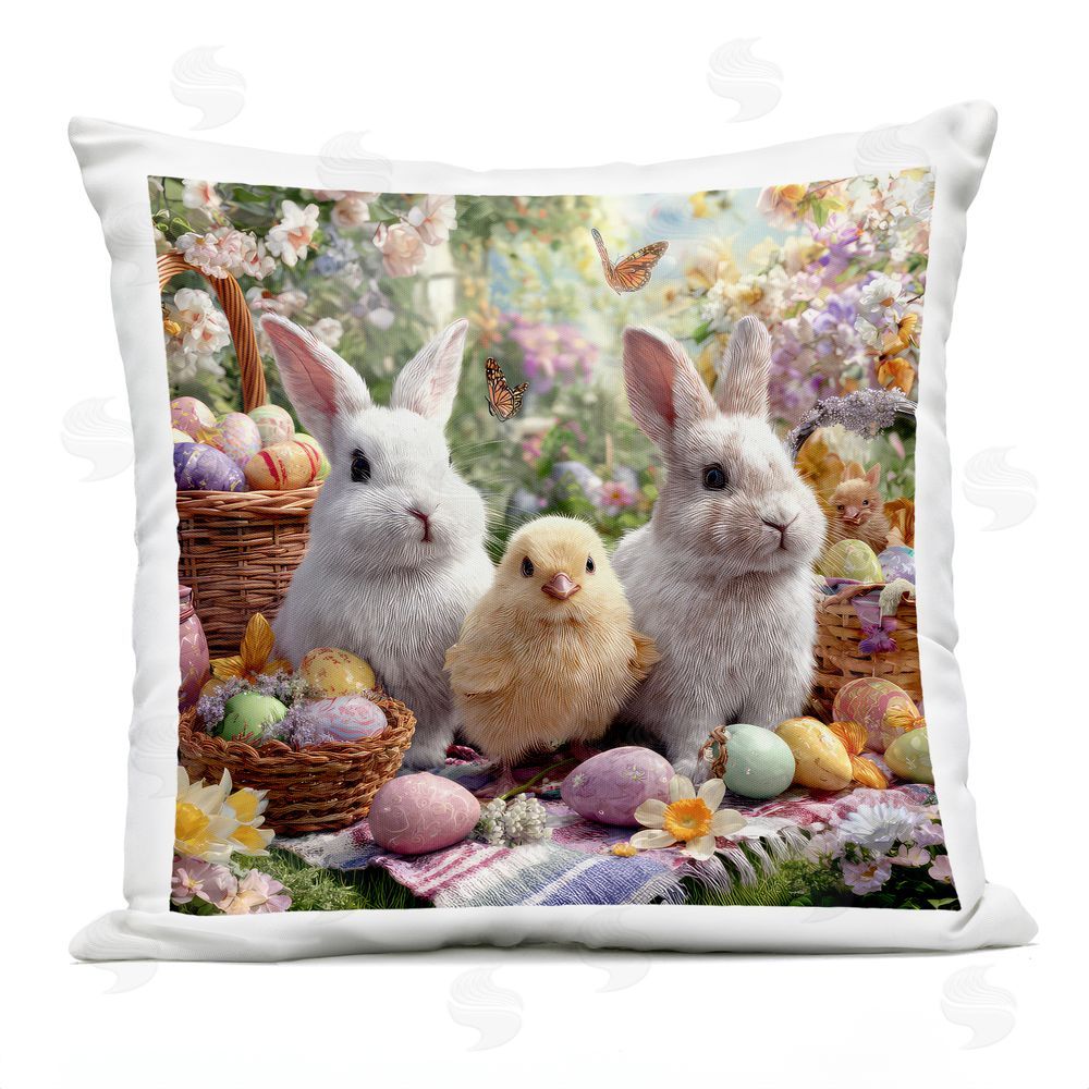 The Wands Want Easter Animals & Eggs Outdoor Quick-Dry Polyester Square Throw Pillow