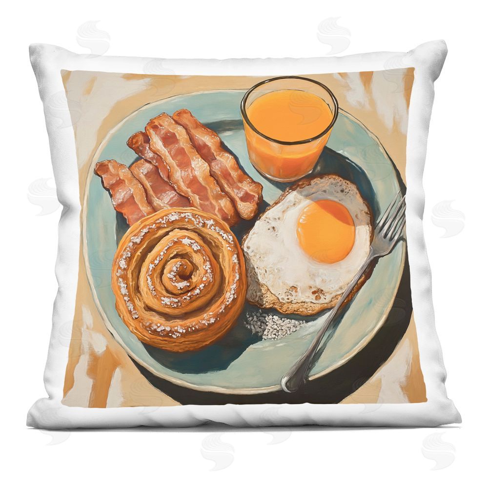 Tina LeCour Cinnamon Roll Breakfast Indoor Plush Polyester Square Throw Pillow