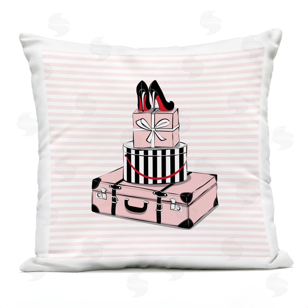 Martina Pavlova Heels Atop Travel Luggage Outdoor Quick-Dry Polyester Square Throw Pillow