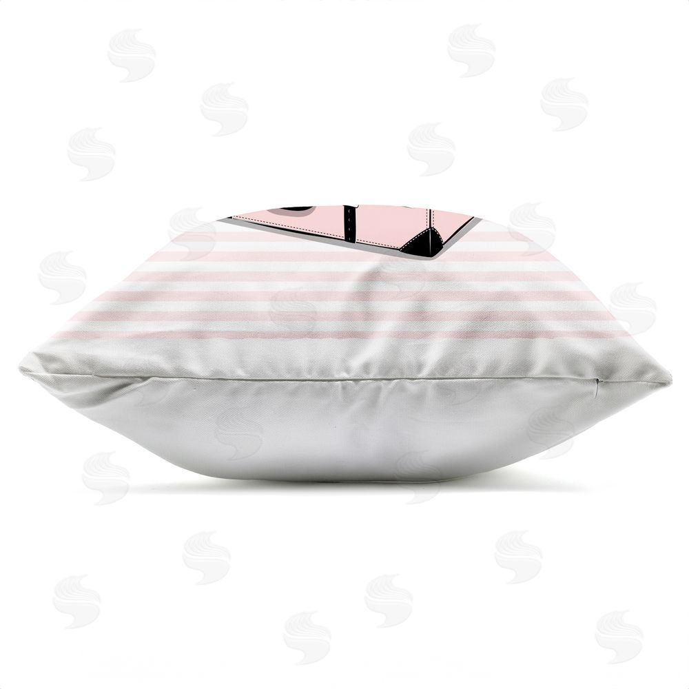Martina Pavlova Heels Atop Travel Luggage Outdoor Quick-Dry Polyester Square Throw Pillow Zipper Detail