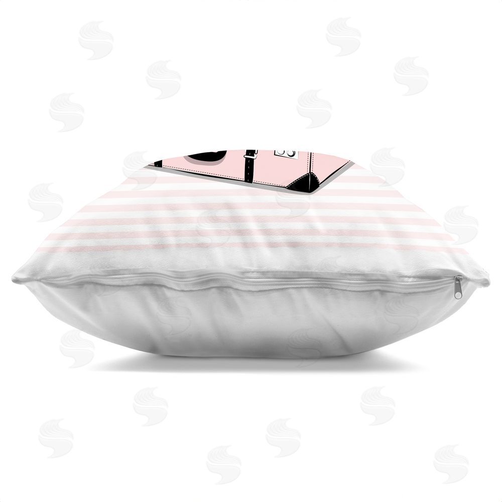 Martina Pavlova Heels Atop Travel Luggage Indoor Plush Polyester Square Throw Pillow Zipper Detail