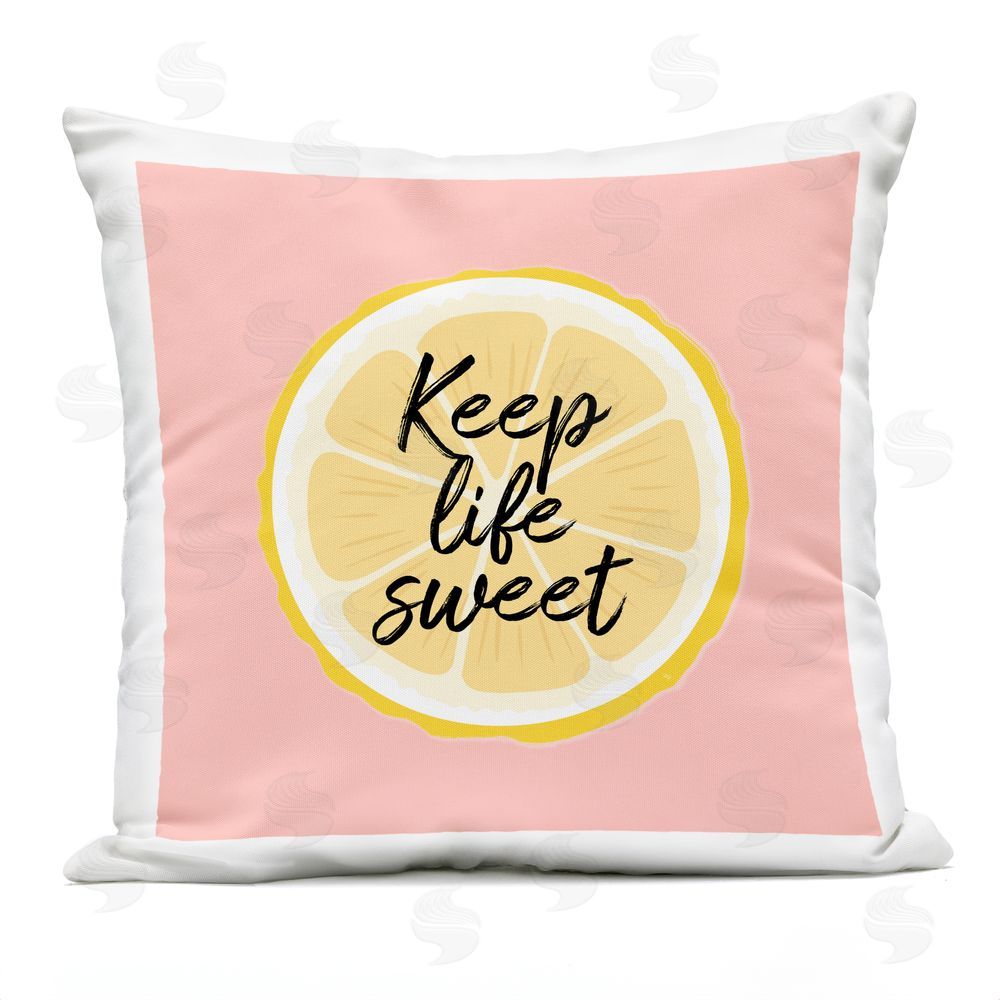 Martina Pavlova Keep Life Sweet Lemon Slice Outdoor Quick-Dry Polyester Square Throw Pillow