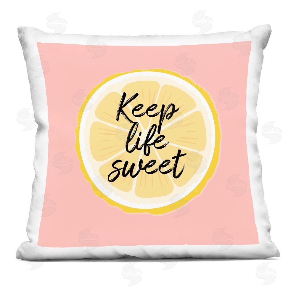 Martina Pavlova Keep Life Sweet Lemon Slice Indoor Plush Polyester Square Throw Pillow