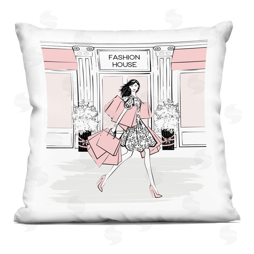 Martina Pavlova Shopping Spree at Fashion House Indoor Plush Polyester Square Throw Pillow