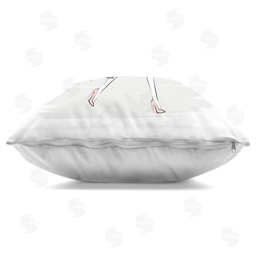 Martina Pavlova Shopping Spree at Fashion House Indoor Plush Polyester Square Throw Pillow Zipper Detail