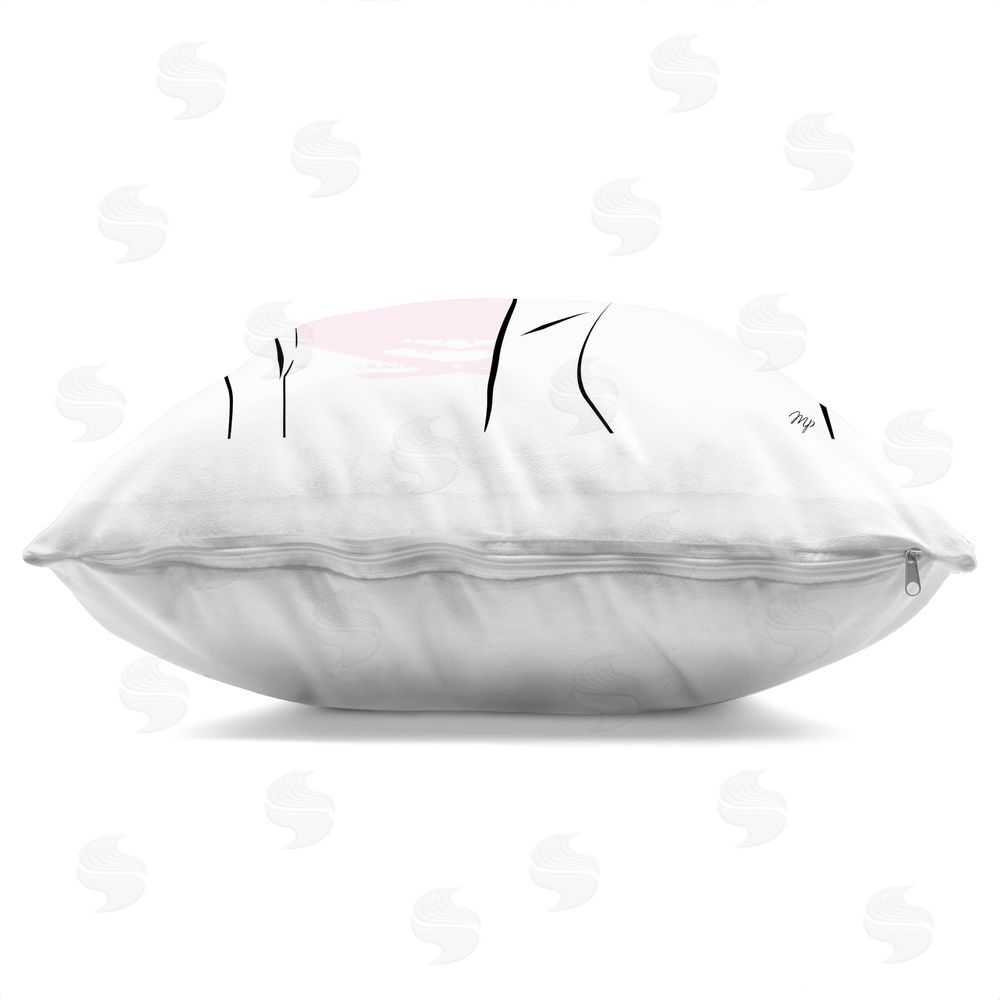 Martina Pavlova Applying Lipstick Girl Indoor Plush Polyester Square Throw Pillow Zipper Detail