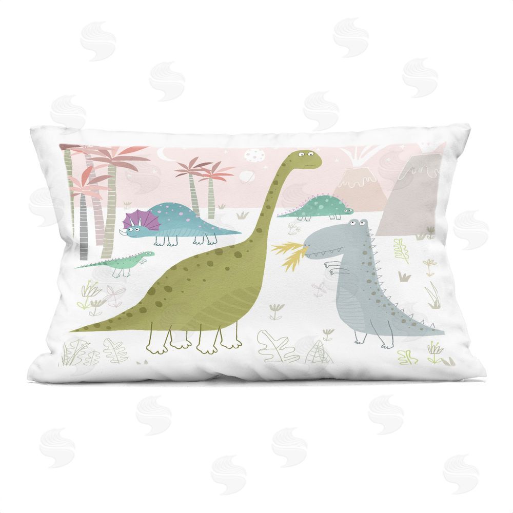 Carla Daly Earthy Jurassic Dinosaurs Indoor Plush Polyester Lumbar Pillow
