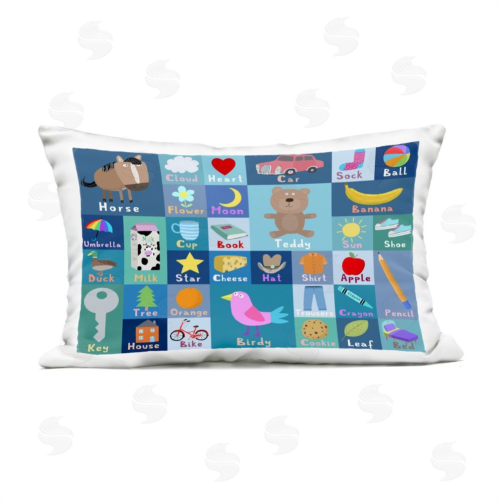 Carla Daly Blue First Words Outdoor Quick-Dry Polyester Lumbar Pillow
