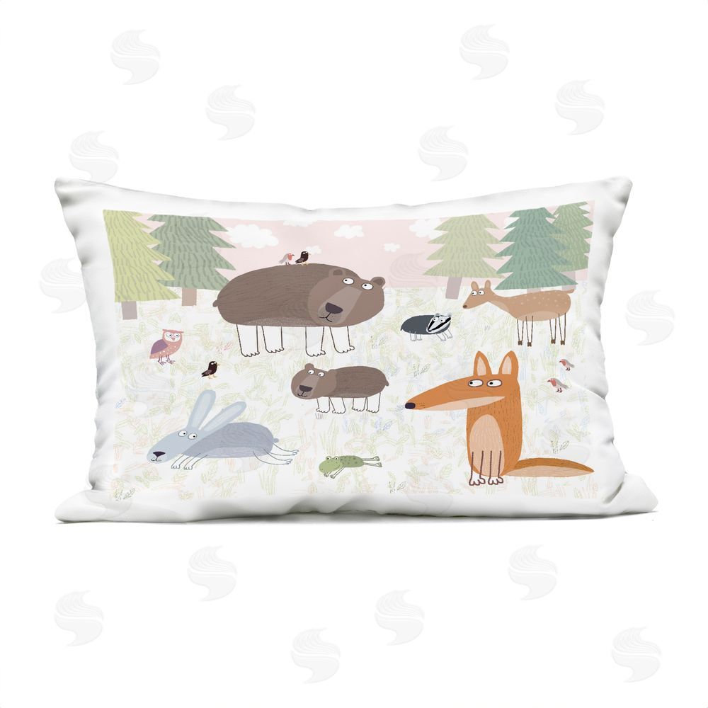 Carla Daly Forest Animals Out and About Outdoor Quick-Dry Polyester Lumbar Pillow