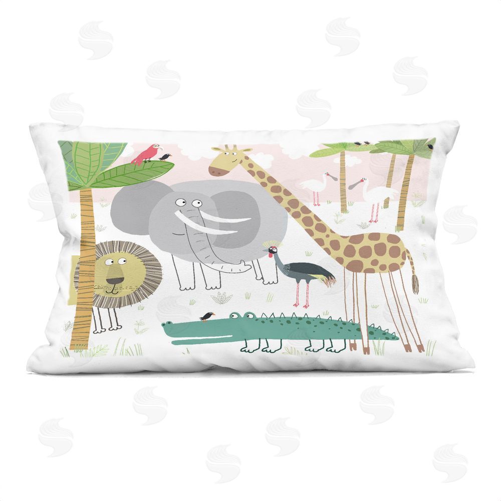 Carla Daly Safari Animals Out and About Indoor Plush Polyester Lumbar Pillow