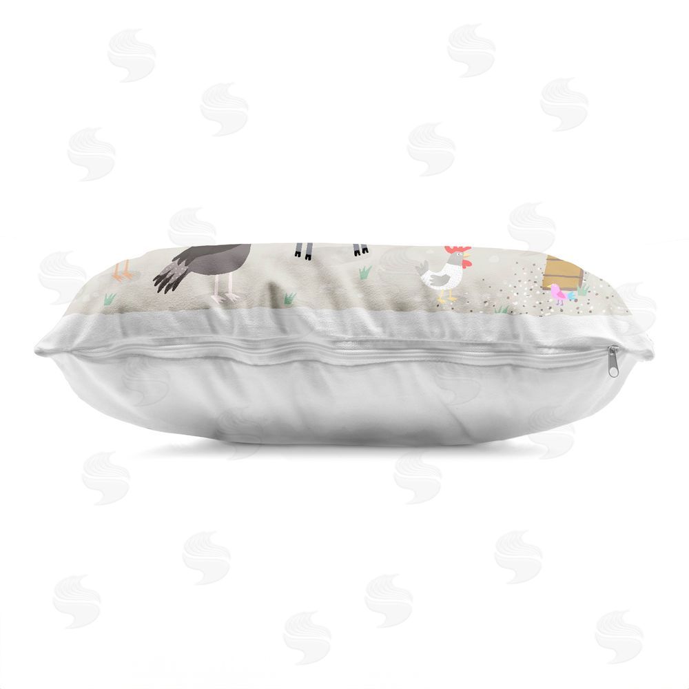 Carla Daly Down At The Farm Indoor Plush Polyester Lumbar Pillow Zipper Detail