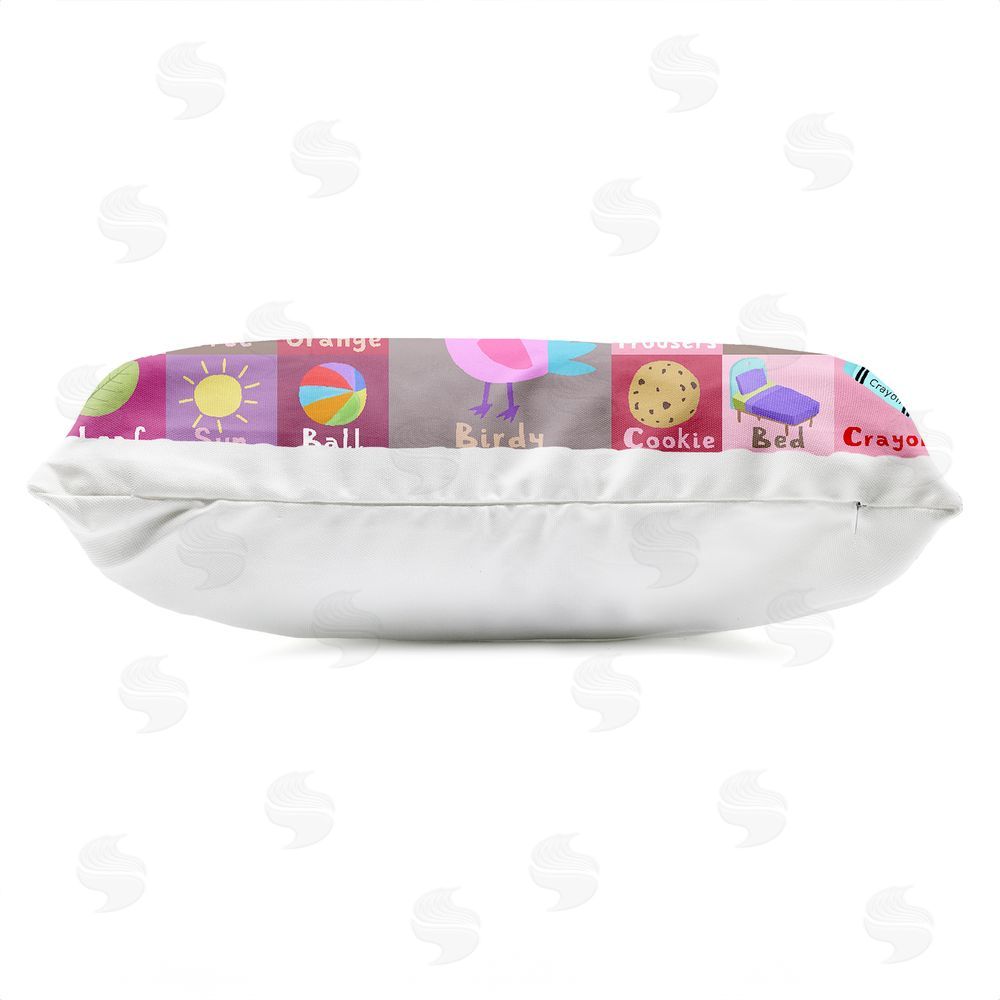Carla Daly Pink First Words Outdoor Quick-Dry Polyester Lumbar Pillow Zipper Detail