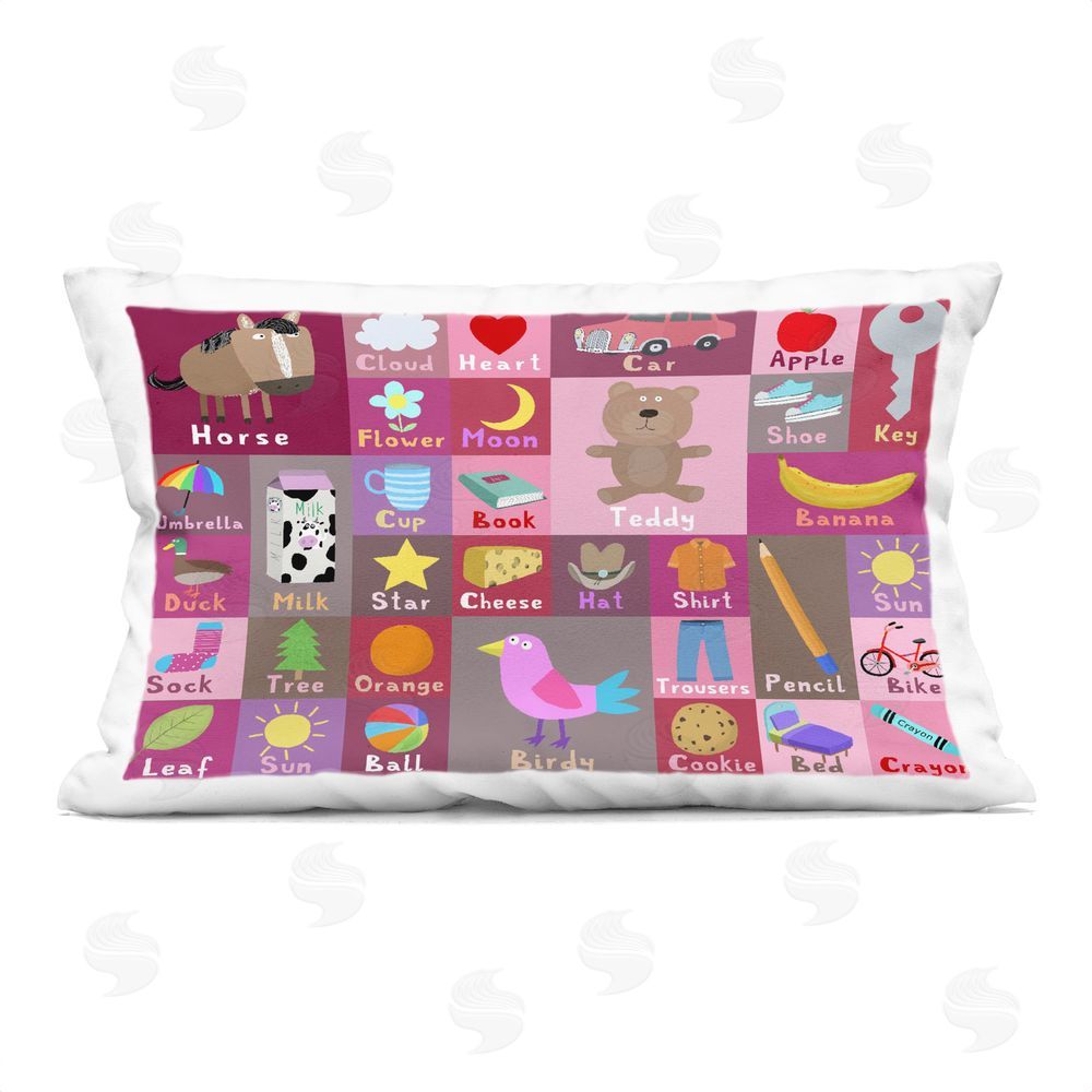 Carla Daly Pink First Words Indoor Plush Polyester Lumbar Pillow