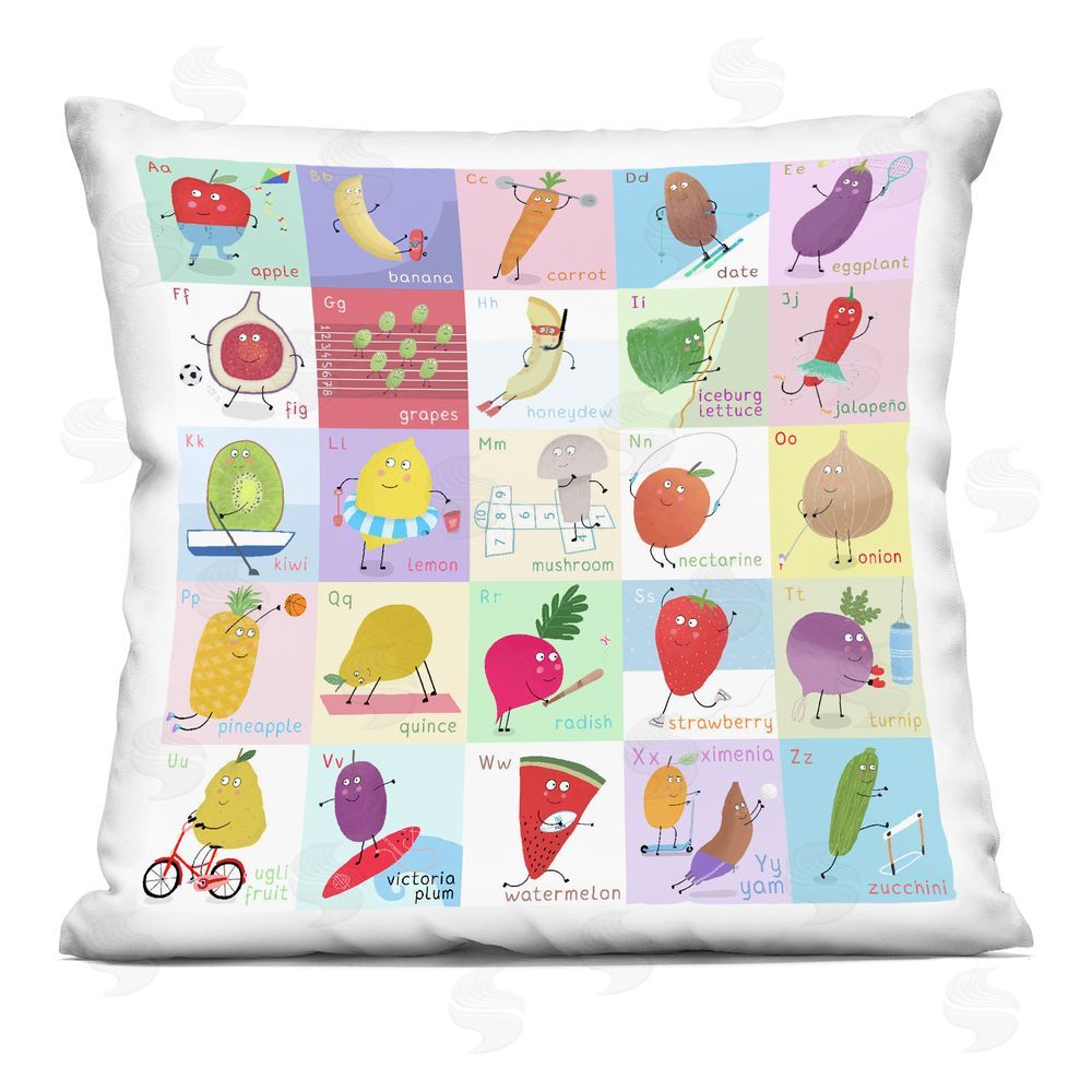 Carla Daly Sporty Fruit Educational Indoor Plush Polyester Square Throw Pillow