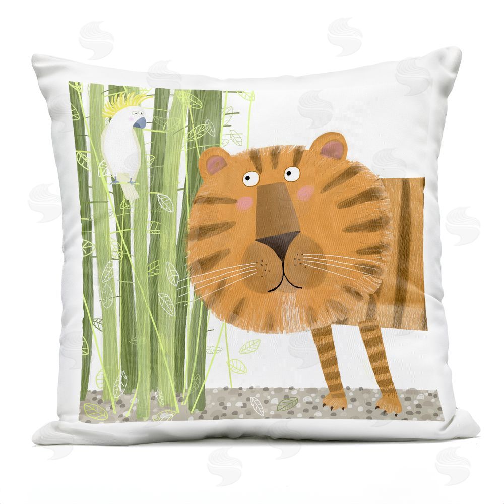 Carla Daly Bamboo Trees & Tiger Outdoor Quick-Dry Polyester Square Throw Pillow