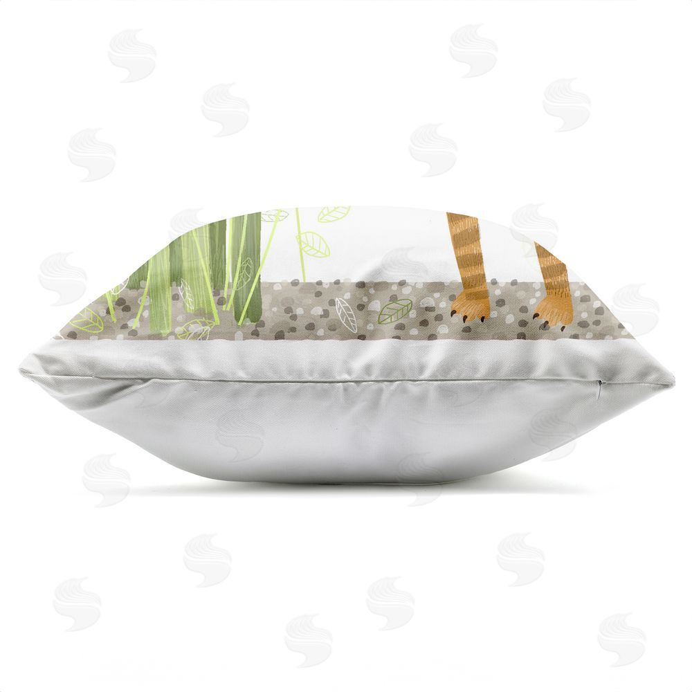 Carla Daly Bamboo Trees & Tiger Outdoor Quick-Dry Polyester Square Throw Pillow Zipper Detail