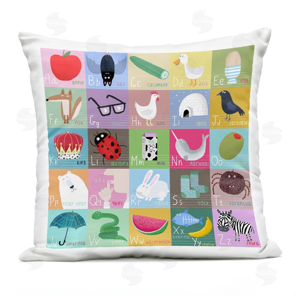 Carla Daly Alphabet Learning First Words Outdoor Quick-Dry Polyester Square Throw Pillow