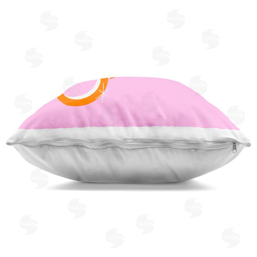 Indira Prieto | IndySign Born To Shine on Pink Indoor Plush Polyester Square Throw Pillow Zipper Detail