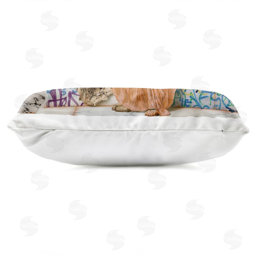Mary Urban Mediterranean Reverie with Graffiti Outdoor Quick-Dry Polyester Lumbar Pillow Zipper Detail