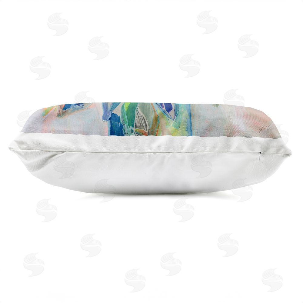 Jeanette Vertentes Centered Triple Blooms Outdoor Quick-Dry Polyester Lumbar Pillow Zipper Detail