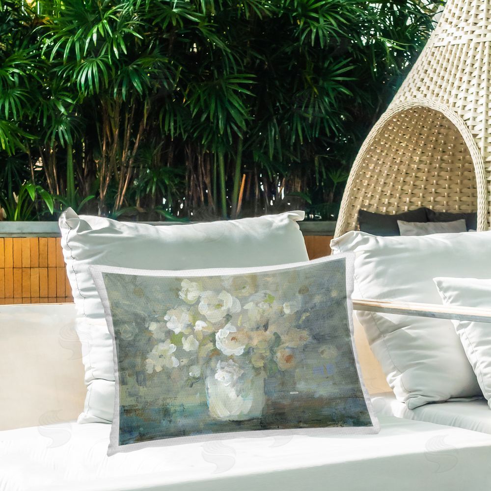 Danhui Nai Floral Memory In Pastel Vase Outdoor Quick-Dry Polyester Printed Lumbar Pillow on Patio