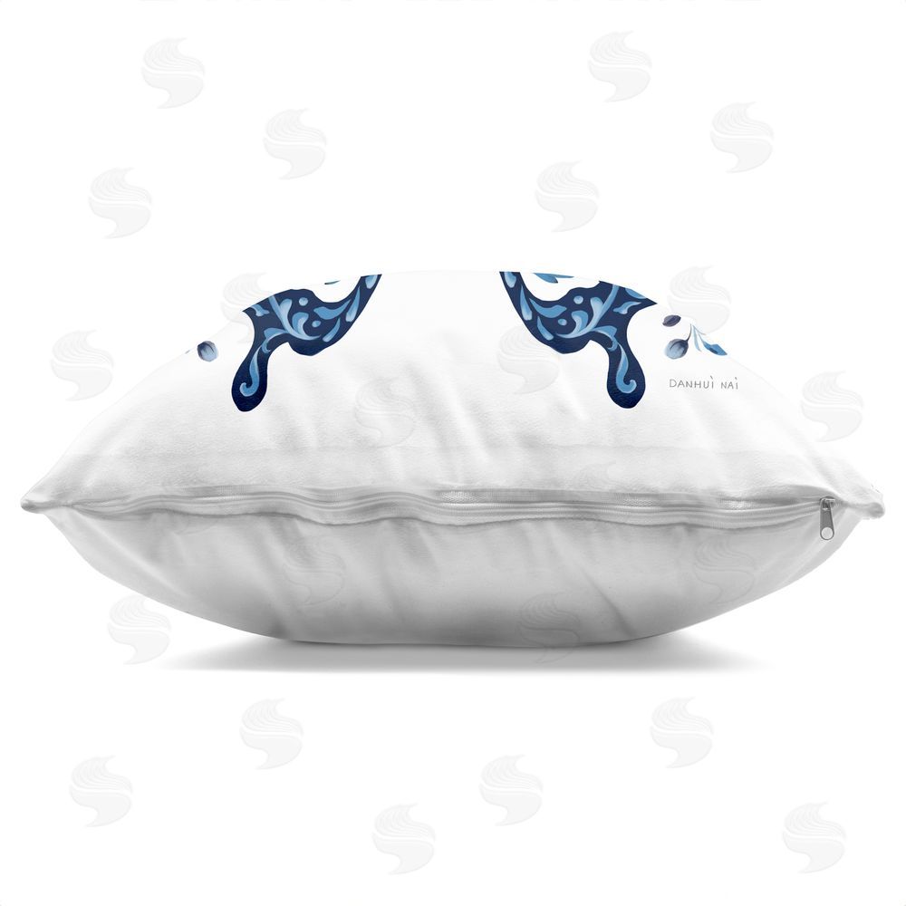 Danhui Nai Blue Butterfly Boho Pattern Indoor Plush Polyester Square Throw Pillow Zipper Detail