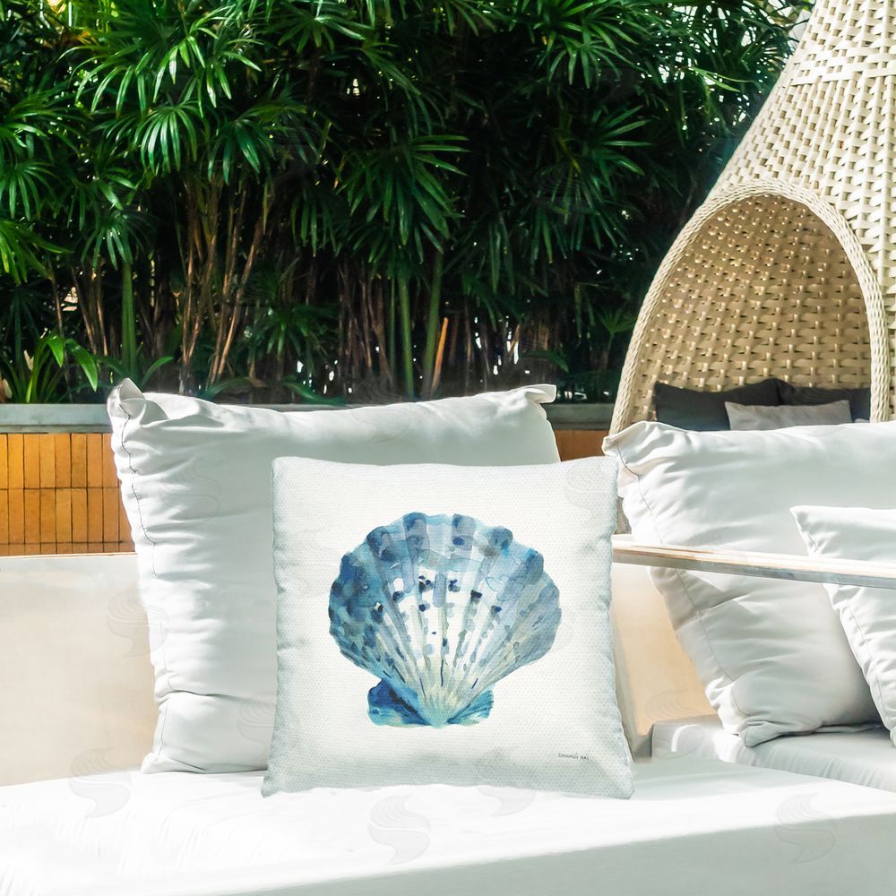Danhui Nai Tidepool Treasures Clam Shell Outdoor Quick-Dry Polyester Printed Square Pillow on Patio