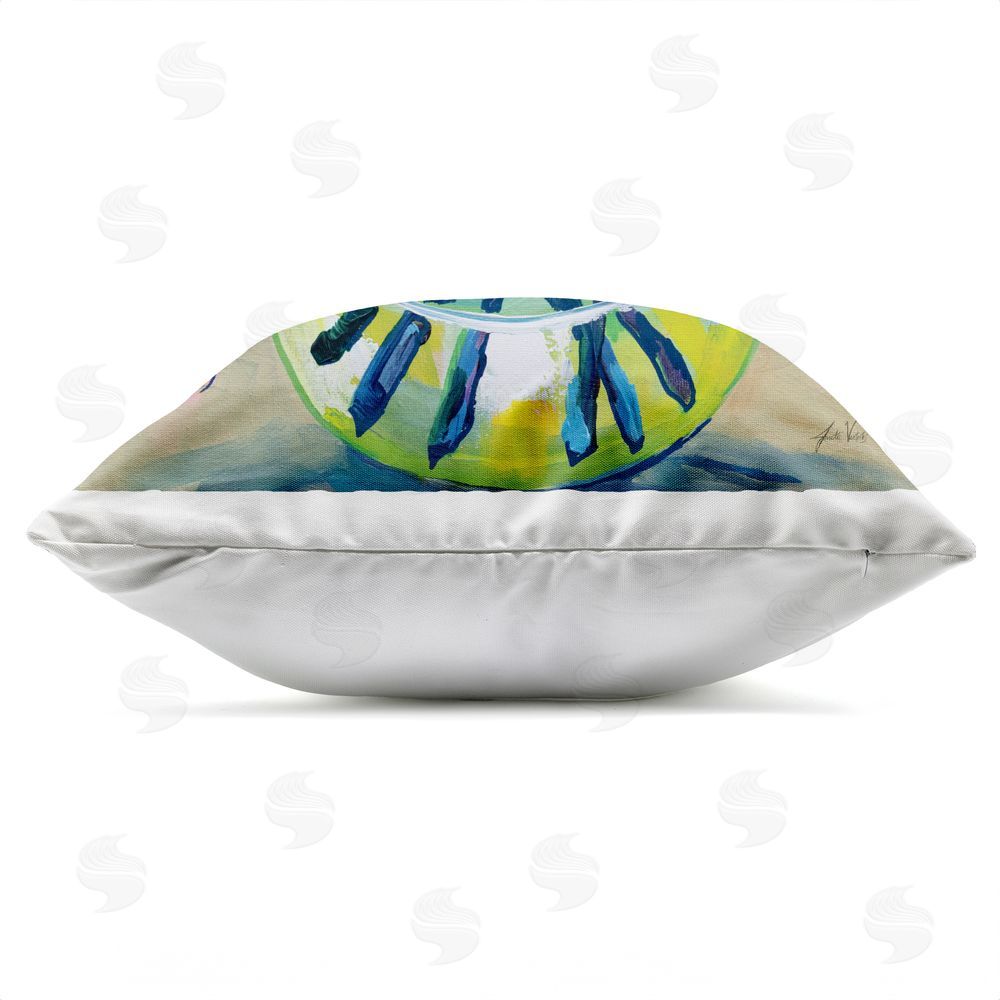 Jeanette Vertentes Jubilant Peony Bouquet Outdoor Quick-Dry Polyester Square Throw Pillow Zipper Detail