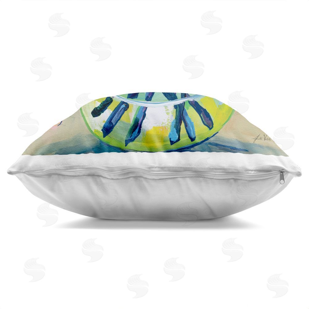 Jeanette Vertentes Jubilant Peony Bouquet Indoor Plush Polyester Square Throw Pillow Zipper Detail