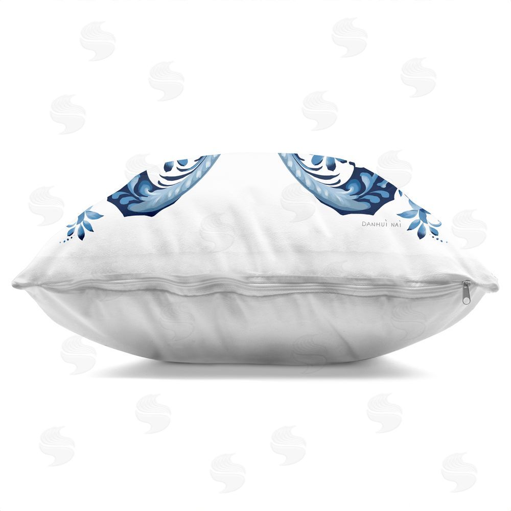 Danhui Nai Ornate Blue Butterfly Indoor Plush Polyester Square Throw Pillow Zipper Detail