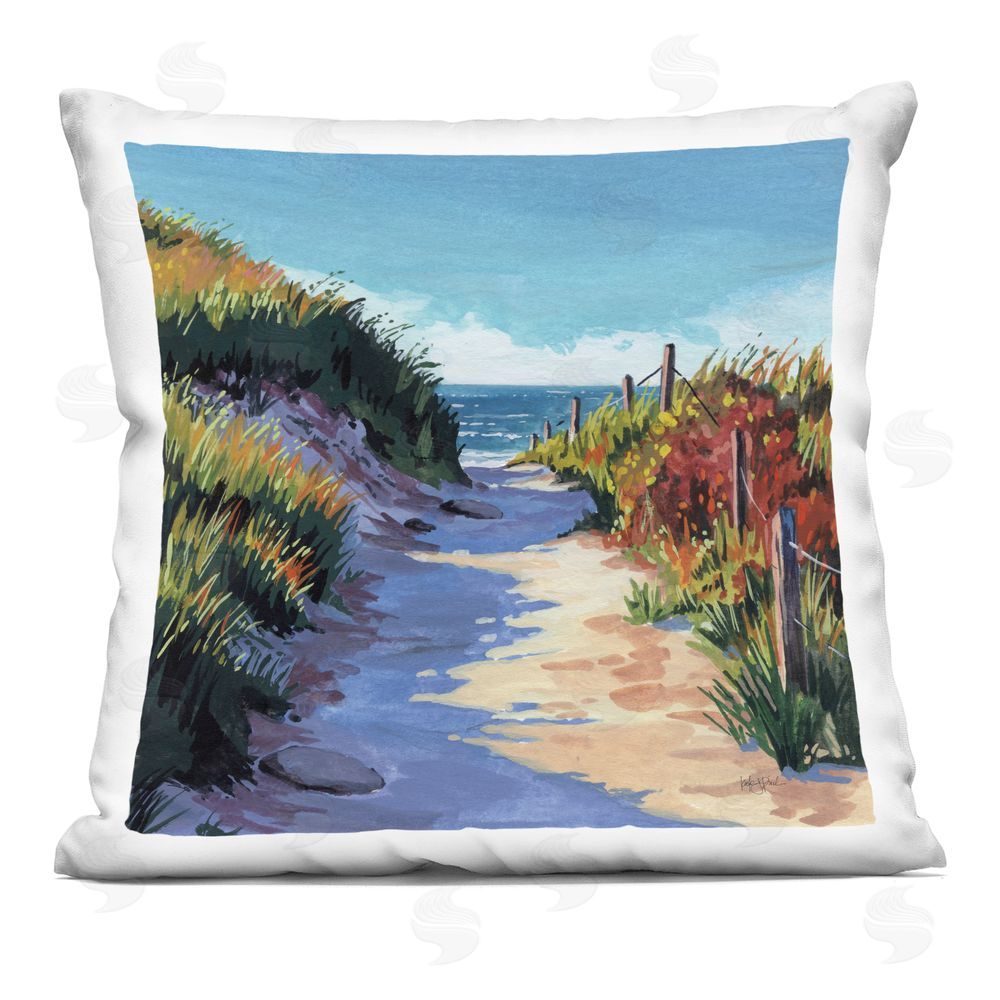 Kate Jarvik Birch Breezy Beach Pathway Indoor Plush Polyester Square Throw Pillow