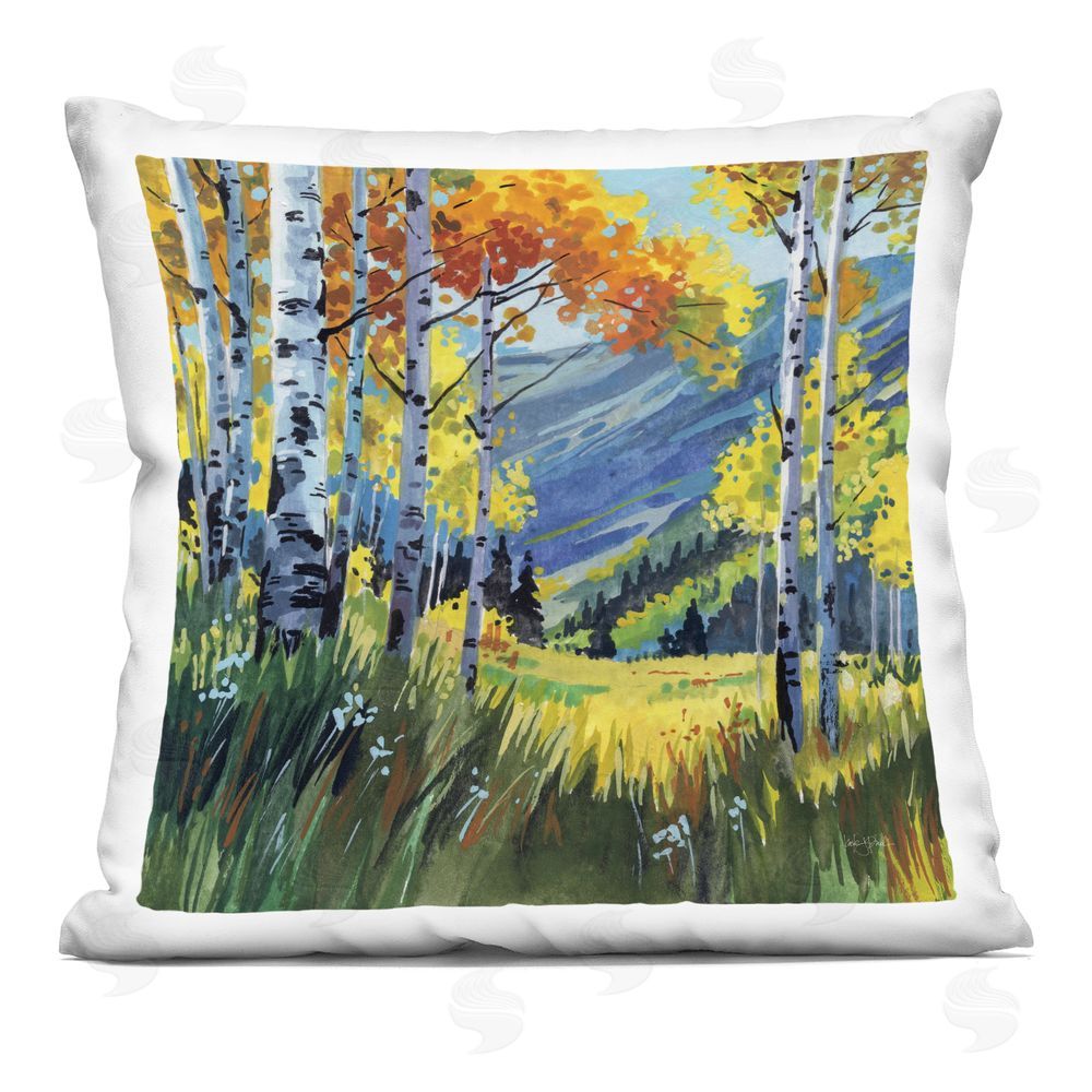 Kate Jarvik Birch Autumn Golden Birch Grove Square Printed Throw Pillow