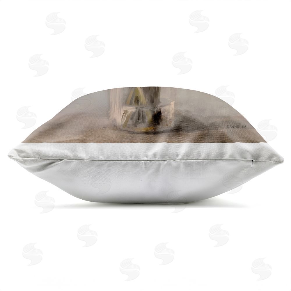 Danhui Nai Painterly White Roses in Vase Outdoor Quick-Dry Polyester Square Throw Pillow Zipper Detail