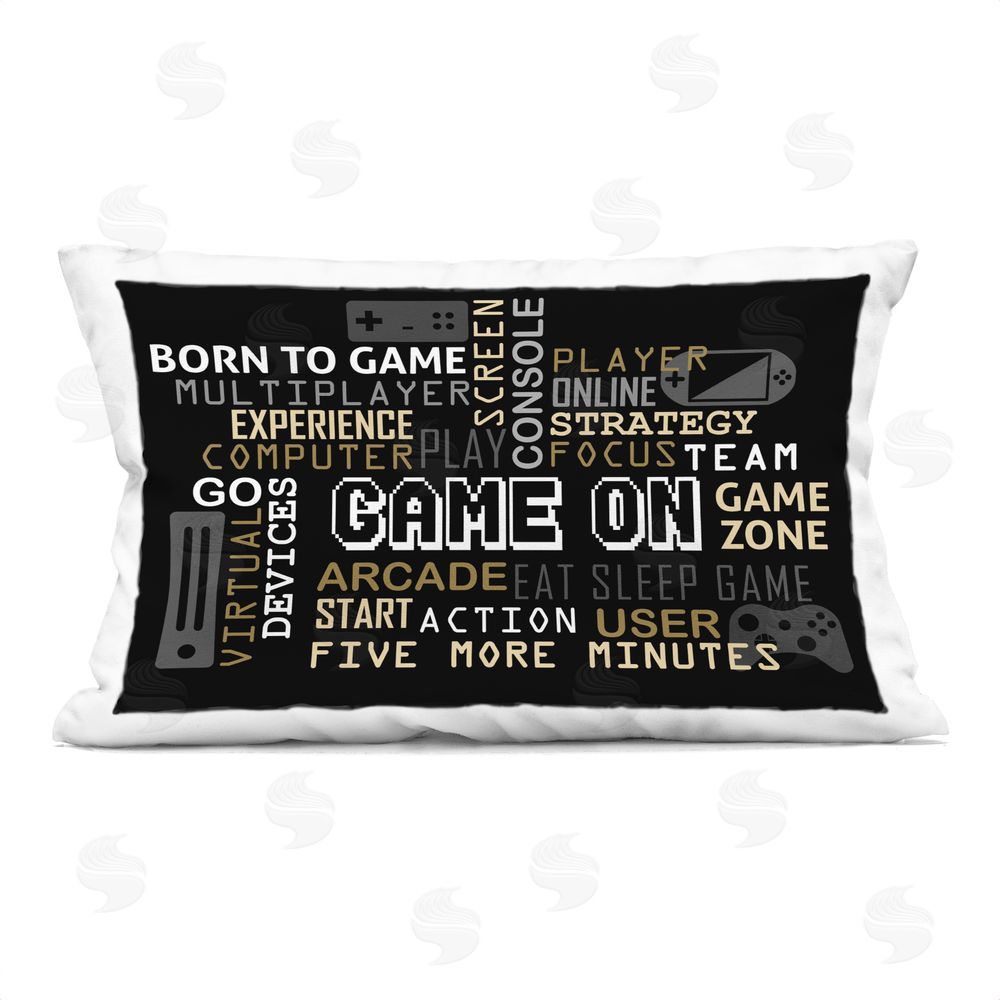 Kim Allen Game On Gamer Typography Indoor Plush Polyester Lumbar Pillow