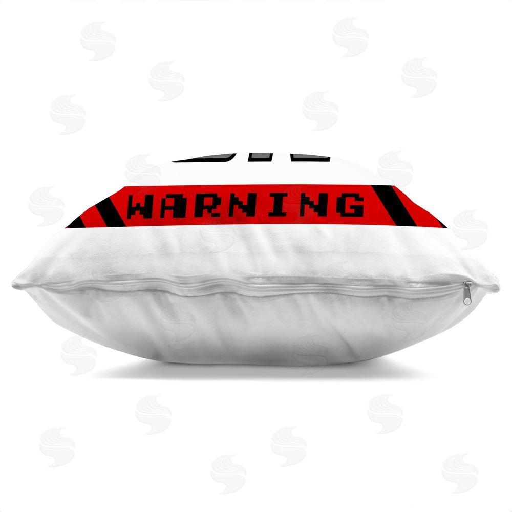 Marcus Prime Game Zone Warning Indoor Plush Polyester Square Throw Pillow Zipper Detail