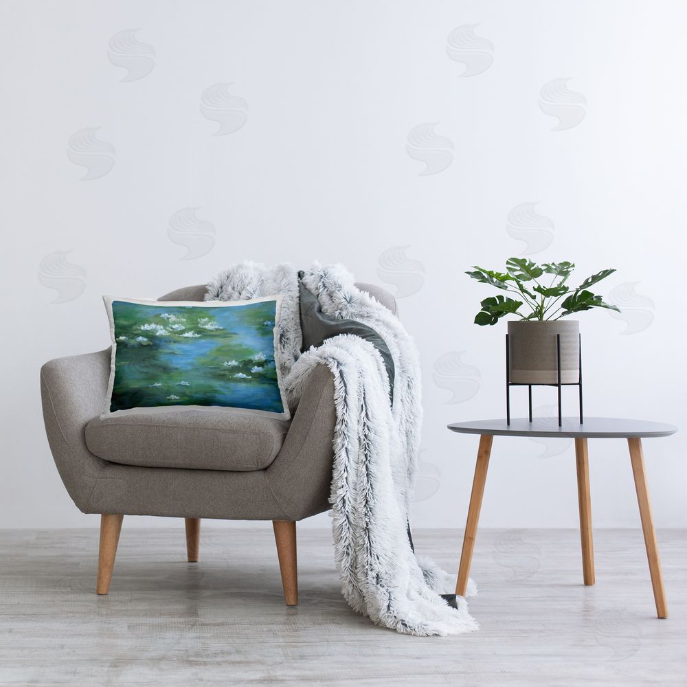 Diane Kater Lily Pad Lullaby Plush Polyester Printed Lumbar Pillow on Chair