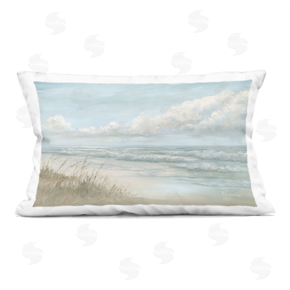 Georgia Janisse Stormy Surf Beach View Indoor Plush Polyester Lumbar Pillow