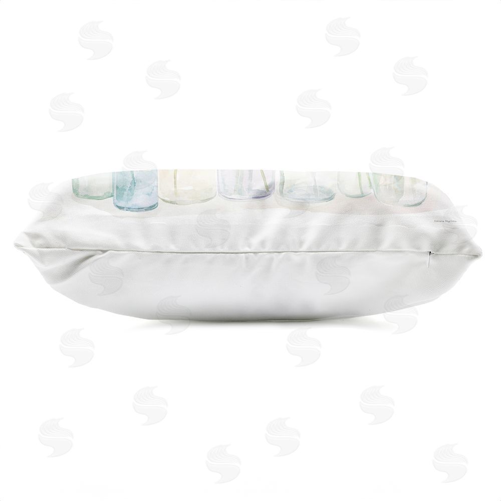 Svetlana Aleynikova Irises in Glass Bottles Outdoor Quick-Dry Polyester Lumbar Pillow Zipper Detail