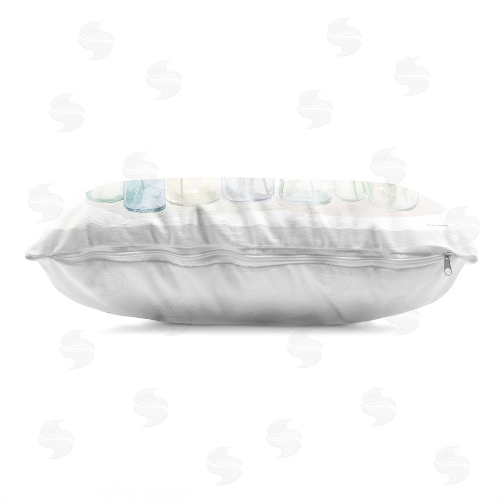 Svetlana Aleynikova Irises in Glass Bottles Indoor Plush Polyester Lumbar Pillow Zipper Detail
