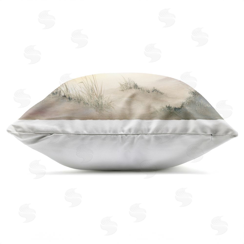 Georgia Janisse Pastel Calm Morning Beach Outdoor Quick-Dry Polyester Square Throw Pillow Zipper Detail