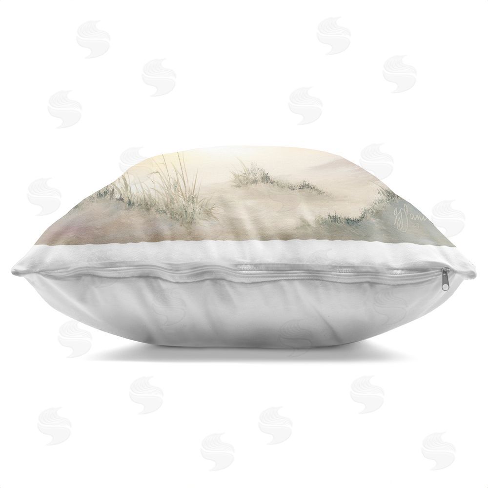 Georgia Janisse Pastel Calm Morning Beach Indoor Plush Polyester Square Throw Pillow Zipper Detail