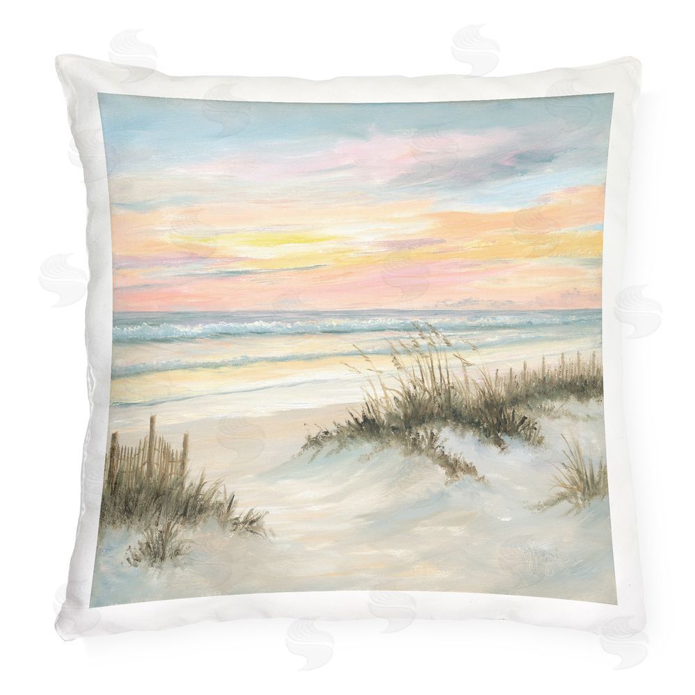 Georgia Janisse Pastel Sunset over Sandy Dunes Outdoor Quick-Dry Polyester Square Throw Pillow